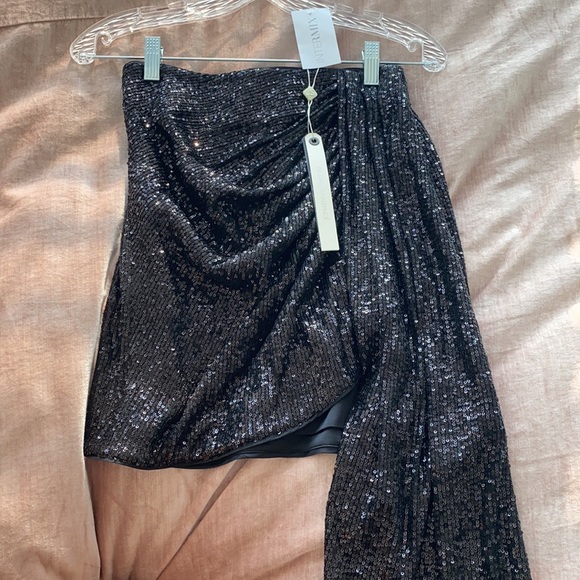 Johnathan simkhai black drape sequin skirt size 2 - Picture 2 of 7